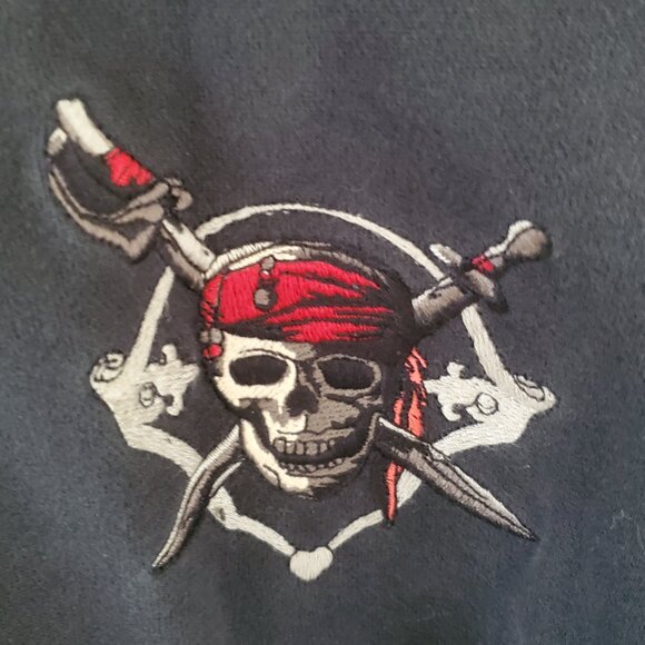 DISNEY Pirates of the Caribbean Full Zip Sweatshirt Mens XL Black Embroider Knit - Picture 8 of 10